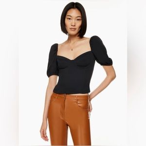 Aritzia Wilfred Novella Shortsleeve Blouse (Black)